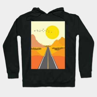 Minimalist Modern Autumn Sunset Road Trip Graphic Art Hoodie